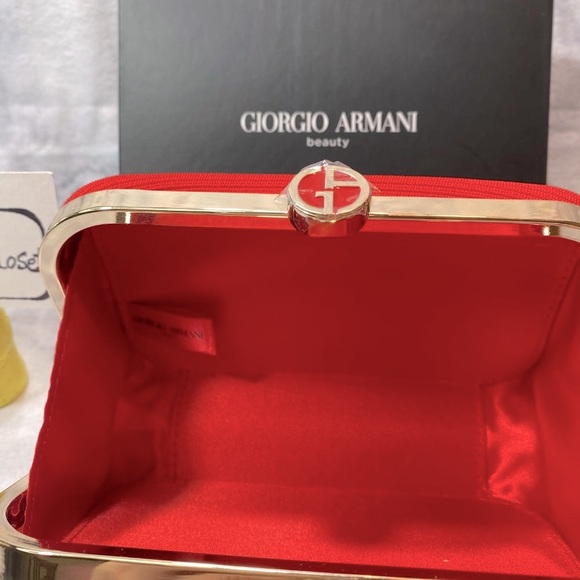 Giorgio Armani Red Hard Clutch, NEW